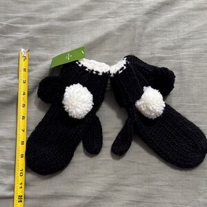 New with tags Kate Spade Mittens with Black and White Pom-Poms